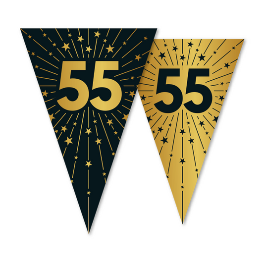 Vlaggenlijn goud / zwart 55 jaar - Golden Celebrations