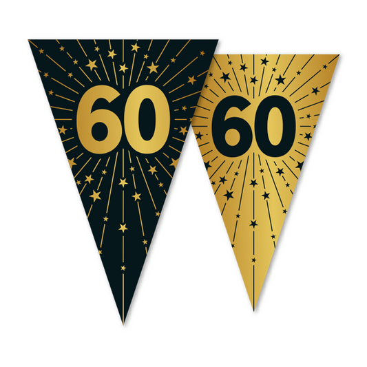 Vlaggenlijn goud / zwart 60 jaar - Golden Celebrations