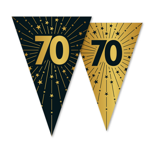 Vlaggenlijn goud / zwart 70 jaar - Golden Celebrations