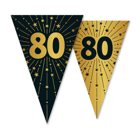 Vlaggenlijn goud / zwart 80 jaar - Golden Celebrations