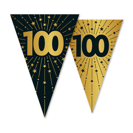Vlaggenlijn goud / zwart 100 jaar - Golden Celebrations