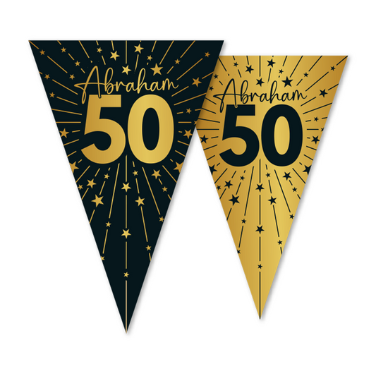 Vlaggenlijn goud / zwart 50 jaar 'Abraham' - Golden Celebrations