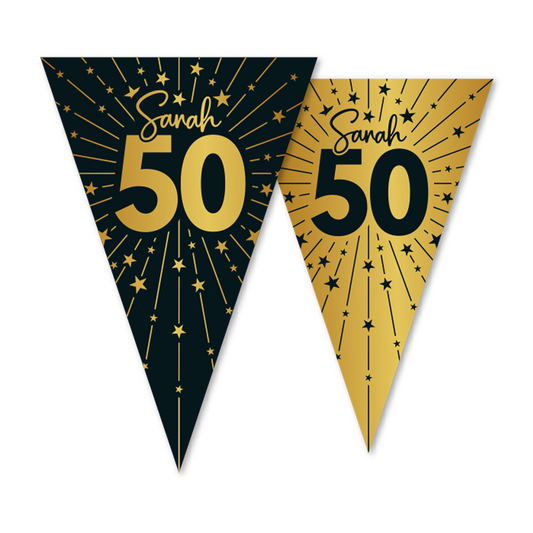 Vlaggenlijn goud / zwart 50 jaar 'Sarah' - Golden Celebrations