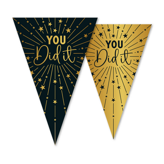Vlaggenlijn goud / zwart geslaagd 'You Did It!' - Golden Celebrations
