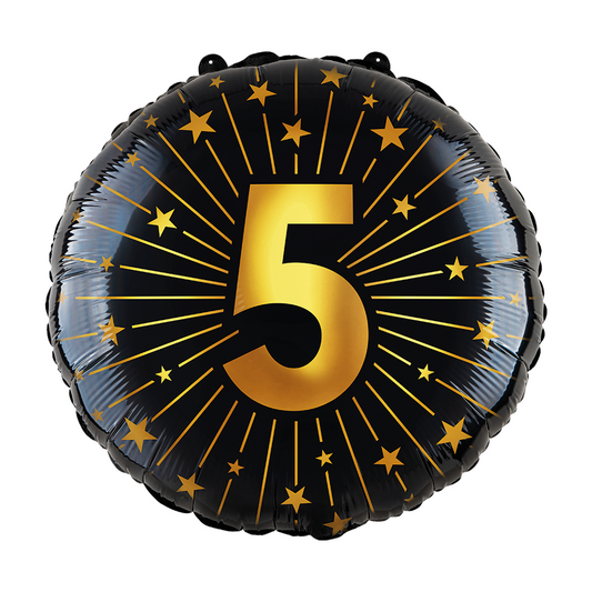 Folieballon 18" goud / zwart 5 jaar - Golden Celebrations