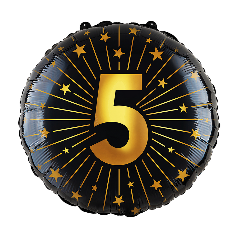 Folieballon 18" goud / zwart 5 jaar - Golden Celebrations