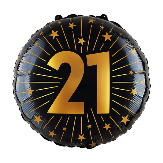 Folieballon 18" goud / zwart 21 jaar - Golden Celebrations