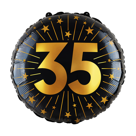 Folieballon 18" goud / zwart 35 jaar - Golden Celebrations