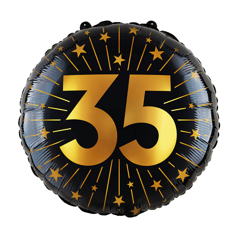 Folieballon 18" goud / zwart 35 jaar - Golden Celebrations