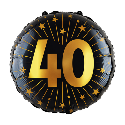 Folieballon 18" goud / zwart 40 jaar - Golden Celebrations
