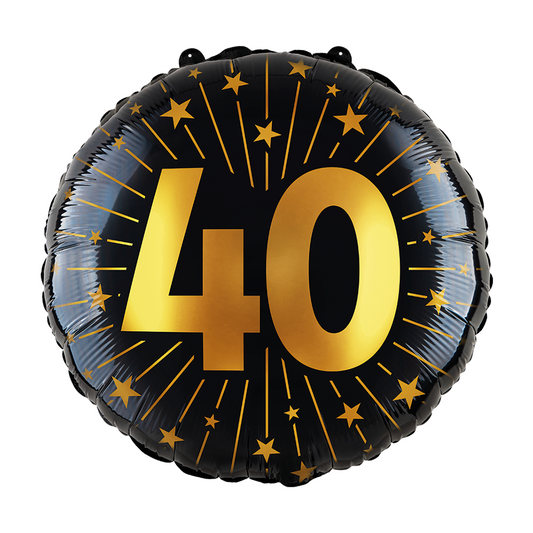 Folieballon 18" goud / zwart 40 jaar - Golden Celebrations