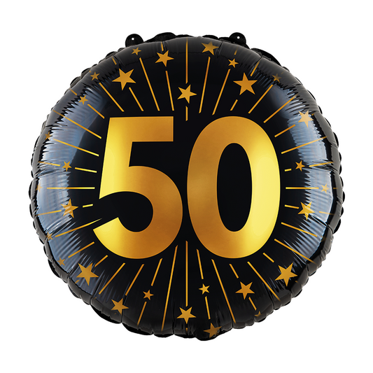 Folieballon 18" goud / zwart 50 jaar - Golden Celebrations