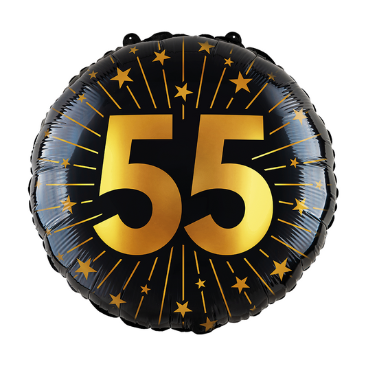Folieballon 18" goud / zwart 55 jaar - Golden Celebrations