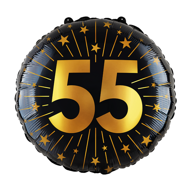Folieballon 18" goud / zwart 55 jaar - Golden Celebrations