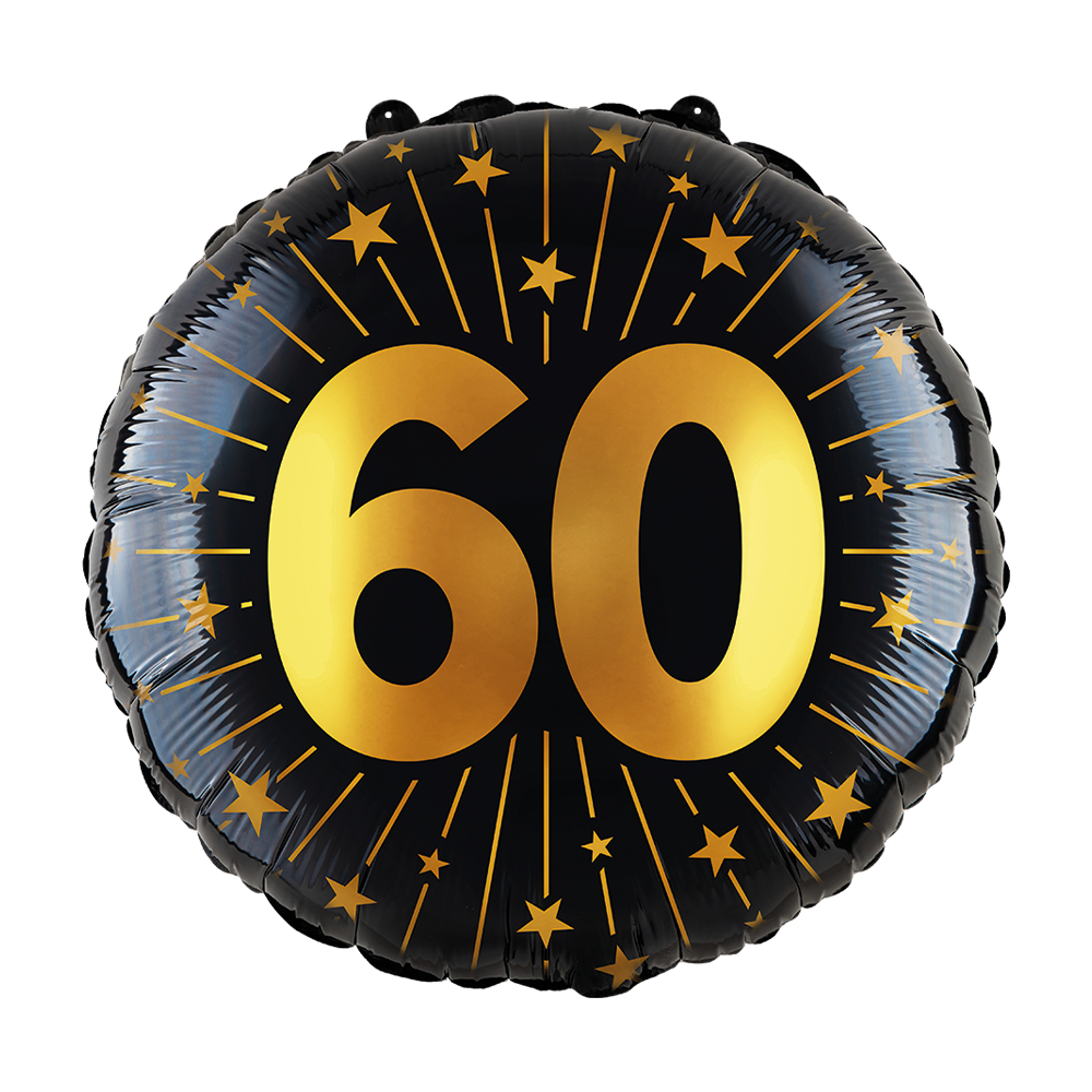Folieballon 18" goud / zwart 60 jaar - Golden Celebrations