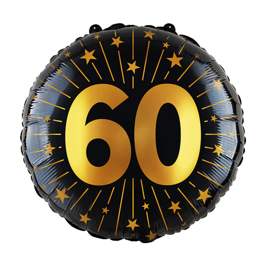 Folieballon 18" goud / zwart 60 jaar - Golden Celebrations