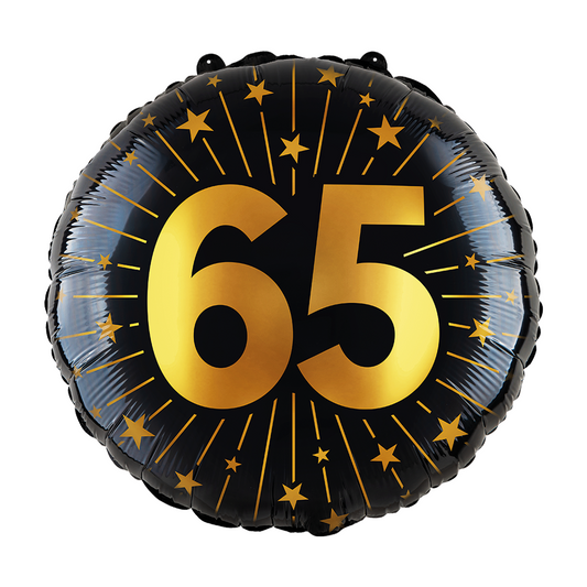 Folieballon 18" goud / zwart 65 jaar - Golden Celebrations