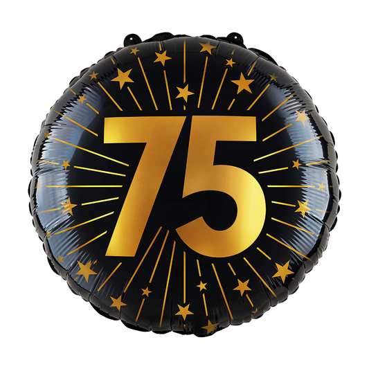 Folieballon 18" goud / zwart 75 jaar - Golden Celebrations