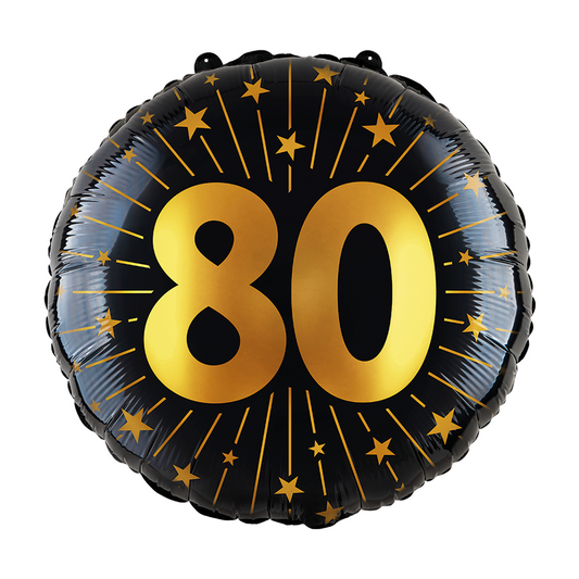 Folieballon 18" goud / zwart 80 jaar - Golden Celebrations