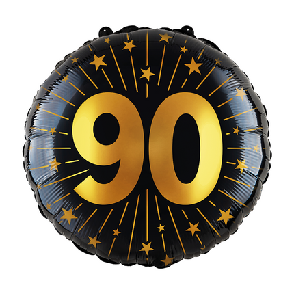 Folieballon 18" goud / zwart 90 jaar - Golden Celebrations