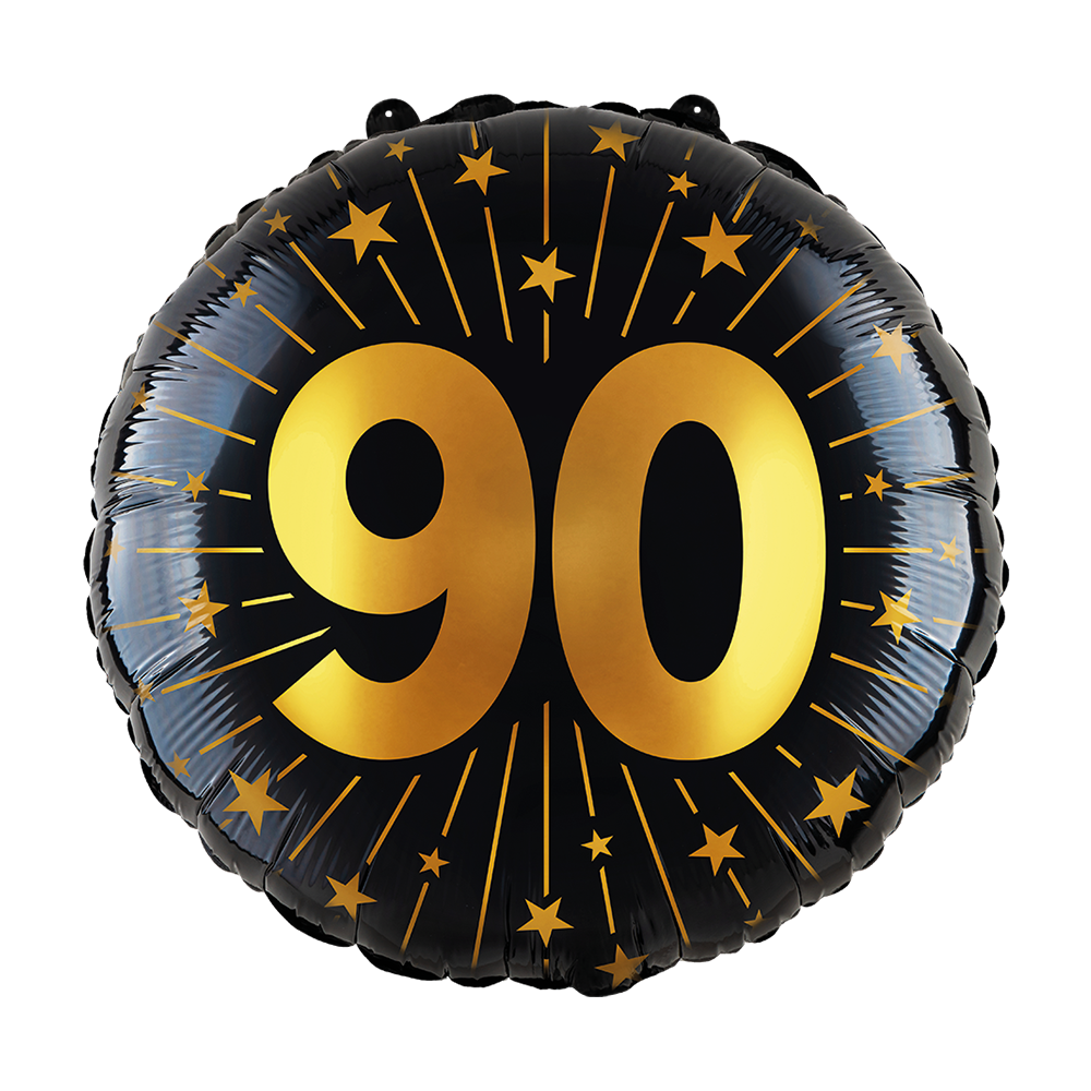Folieballon 18" goud / zwart 90 jaar - Golden Celebrations