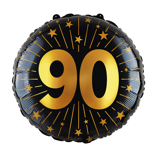 Folieballon 18" goud / zwart 90 jaar - Golden Celebrations
