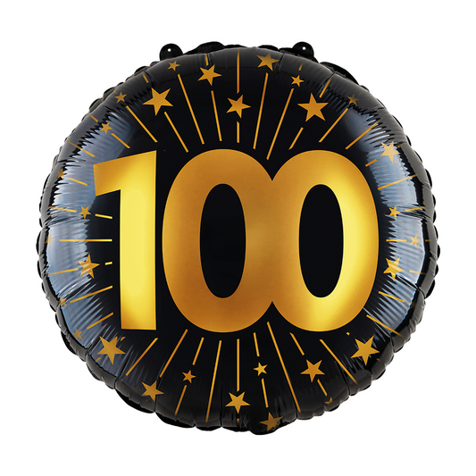 Folieballon 18" goud / zwart 100 jaar - Golden Celebrations