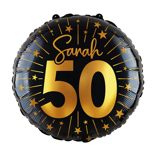 Folieballon 18" goud / zwart 50 jaar 'Sarah' - Golden Celebrations