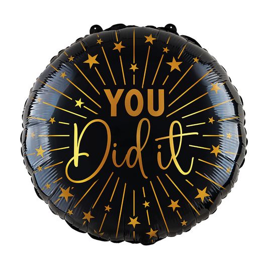 Folieballon 18" goud / zwart geslaagd 'You Did It' - Golden Celebrations
