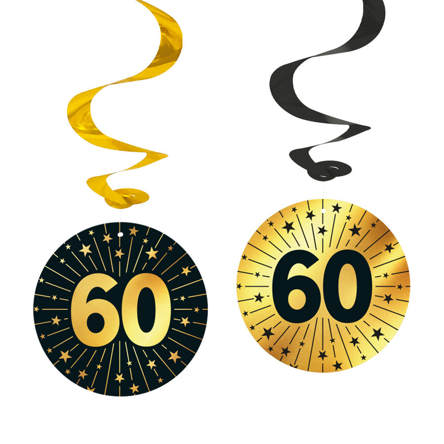 4 Swirls goud / zwart 60 jaar - Golden Celebrations