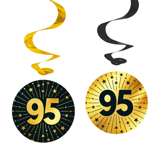 4 Swirls goud / zwart 95 jaar - Golden Celebrations