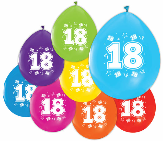 8 Ballonnen 12″ 2 Zijdig bedrukt ‘18’