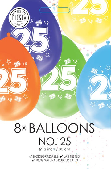 8 Ballonnen 12″ 2 Zijdig bedrukt ‘25’