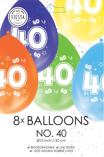 8 Ballonnen 12″ 2 Zijdig bedrukt ‘40’