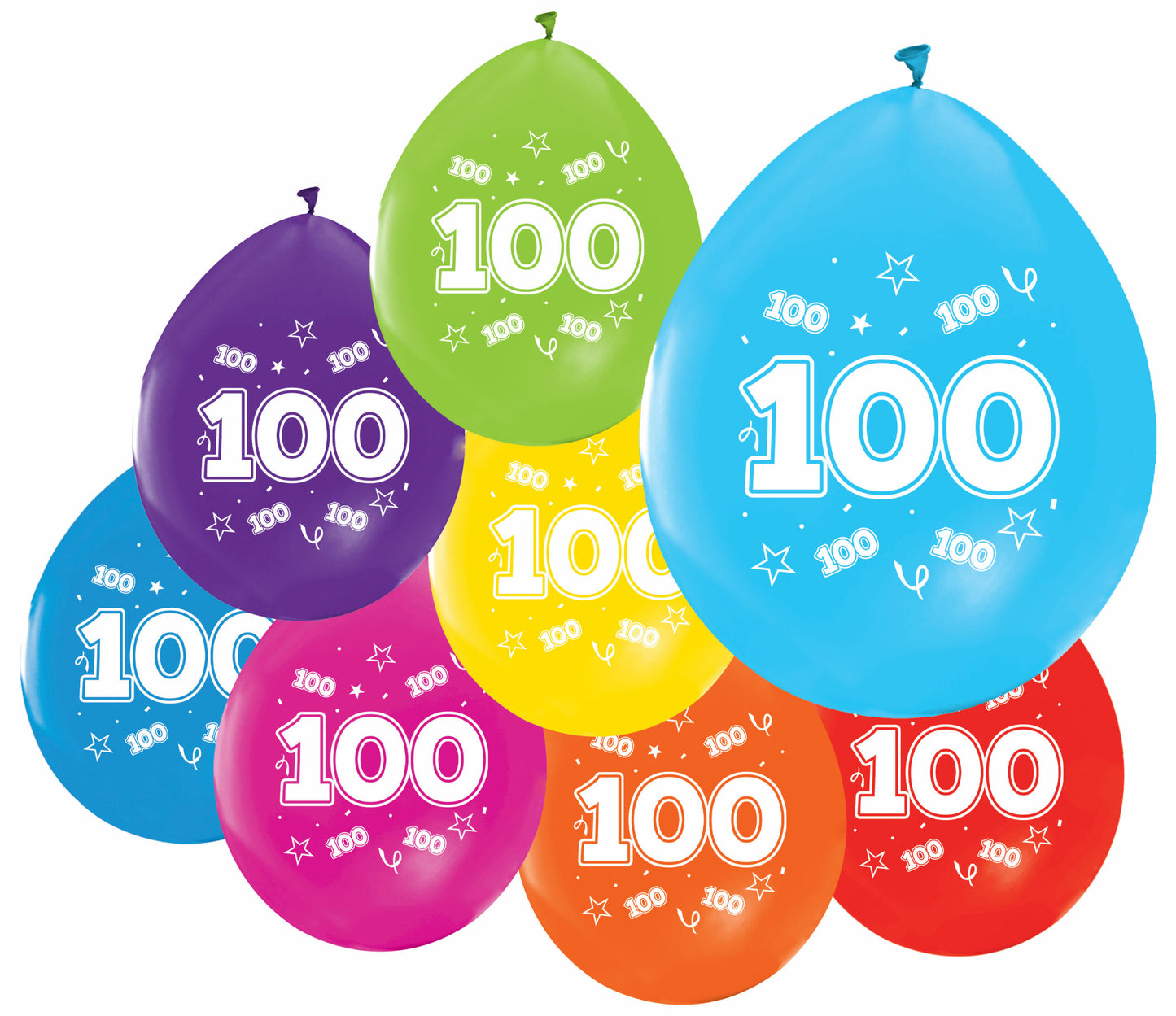 8 Ballonnen 12″ 2 Zijdig bedrukt ‘100’