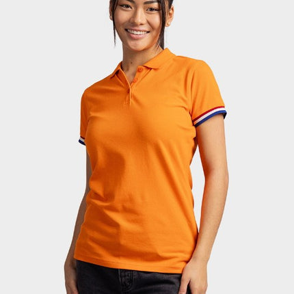 Oranje Dames Polo met Rood / Wit / Blauw Vlag