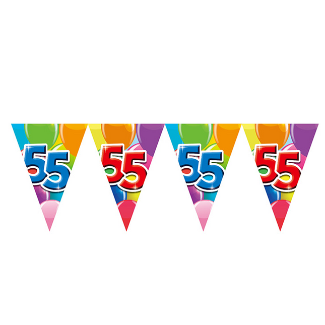 Gekleurde Vlaggenlijn 55 Jaar – 10 Meter (Dubbelzijdig Bedrukt)