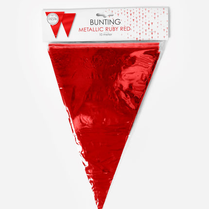 Vlaggenlijn Metallic Robijn Rood 10 meter