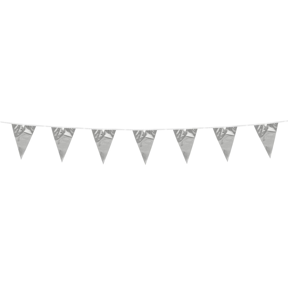 Mini Vlaggenlijn metallic zilver 3 Meter