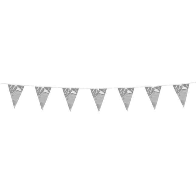 Mini Vlaggenlijn metallic zilver 3 Meter