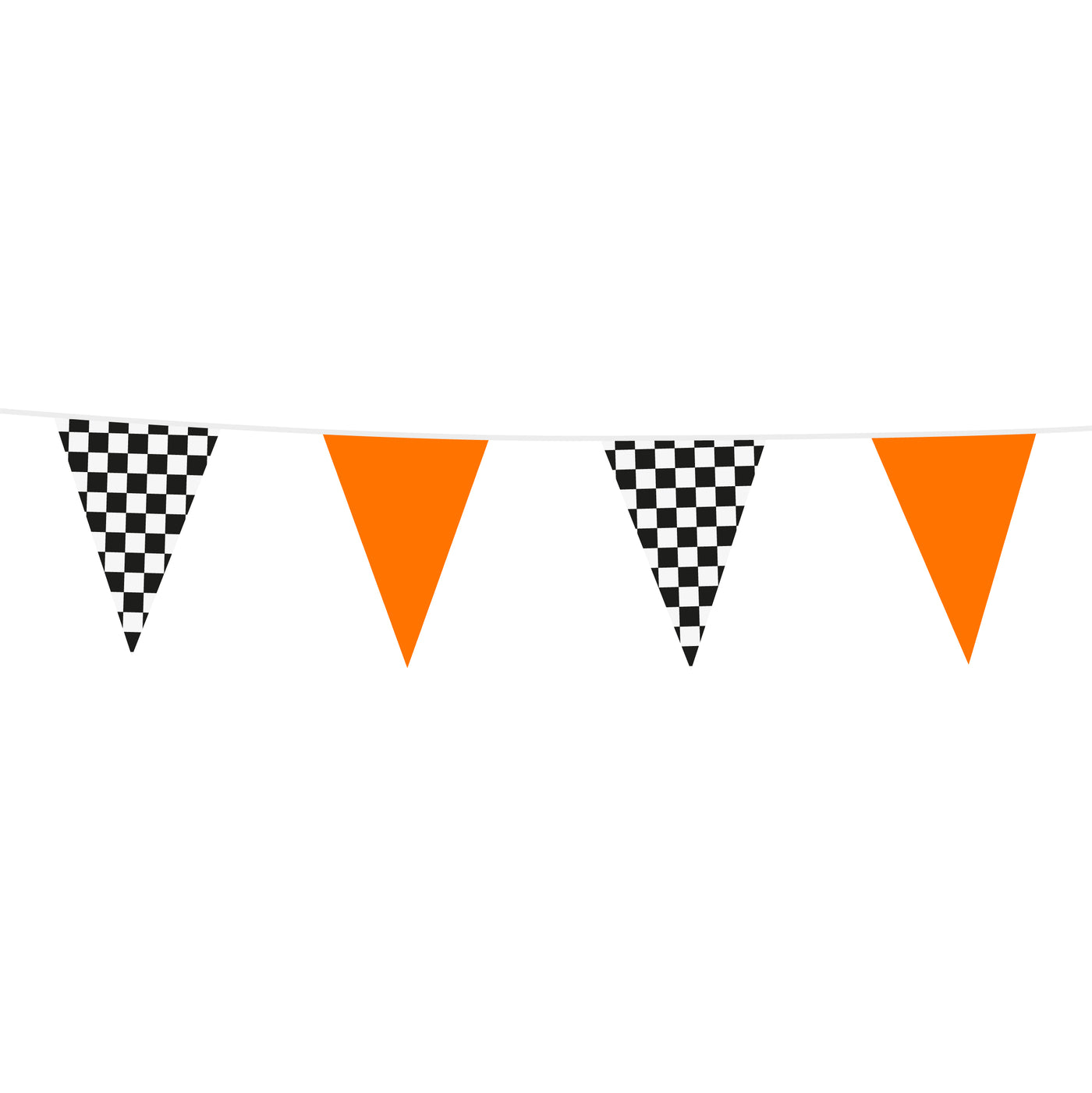 Vlaggenlijn Zwart / Wit Geruit Oranje 10 meter