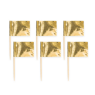 50x Vlaggenprikker Metallic Goud