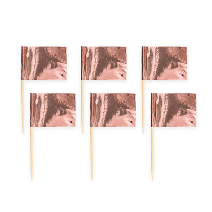 50x Vlaggenprikker Metallic Rosé Goud