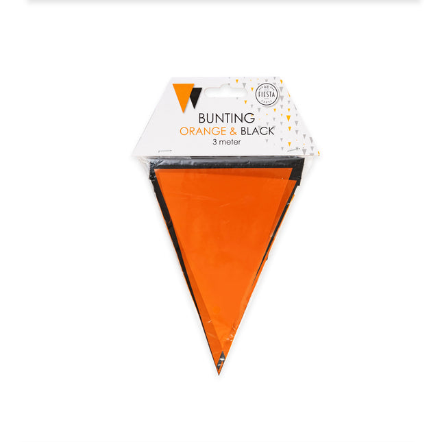 Mini Vlaggenlijn zwart / oranje 3 meter