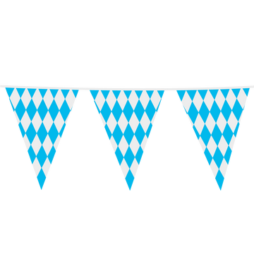 Giga Vlaggenlijn geruit bavaria blauw wit 10 Meter