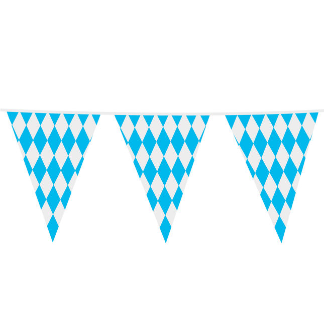Giga Vlaggenlijn geruit bavaria blauw wit 10 Meter