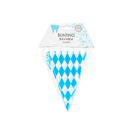 Mini Vlaggenlijn blauw / wit geruit Bavaria 3 meter
