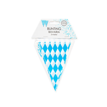 Mini Vlaggenlijn blauw / wit geruit Bavaria 3 meter