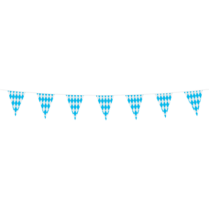 Mini Vlaggenlijn blauw / wit geruit Bavaria 3 meter