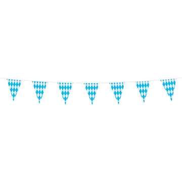 Mini Vlaggenlijn blauw / wit geruit Bavaria 3 meter